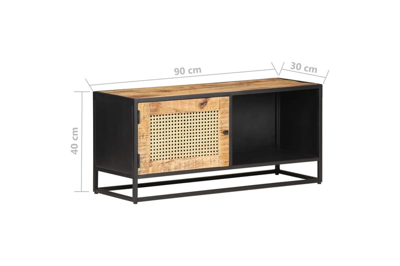 Tv-Skab 90x30x40 cm Ru Mangotræ Og Naturlig Rørflet - Brun - Møbler - TV borde & mediemøbler - TV-borde