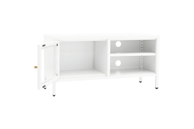 tv-skab 90x30x44 cm stål og glas hvid - Hvid - Møbler - TV borde & mediemøbler - TV-borde