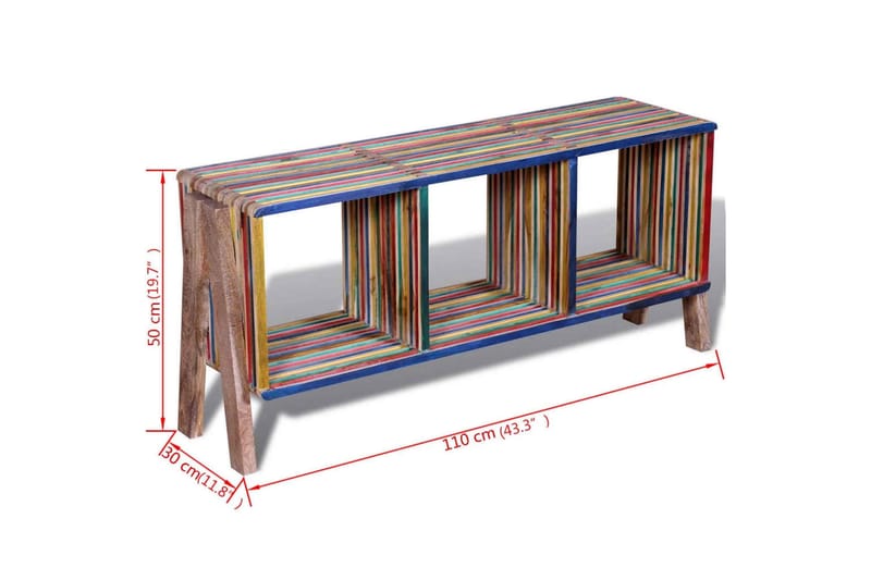 Tv-Skab Med 3 Hylder, Kan Stables, Genbrugsteaktræ - Flerfarvet - Møbler - TV borde & mediemøbler - TV-borde