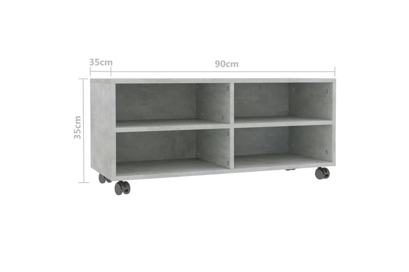 tv-skab med hjul 90 x 35 x 35 cm spånplade betongrå - Møbler - TV borde & mediemøbler - TV-borde