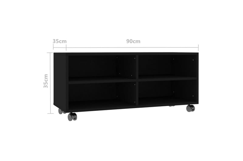 tv-skab med hjul 90 x 35 x 35 cm spånplade sort - Møbler - TV borde & mediemøbler - TV-borde