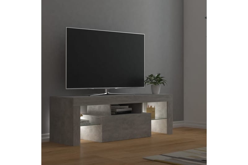 tv-skab med LED-lamper 120x35x40 cm betongrå - Grå - Møbler - TV borde & mediemøbler - TV-borde