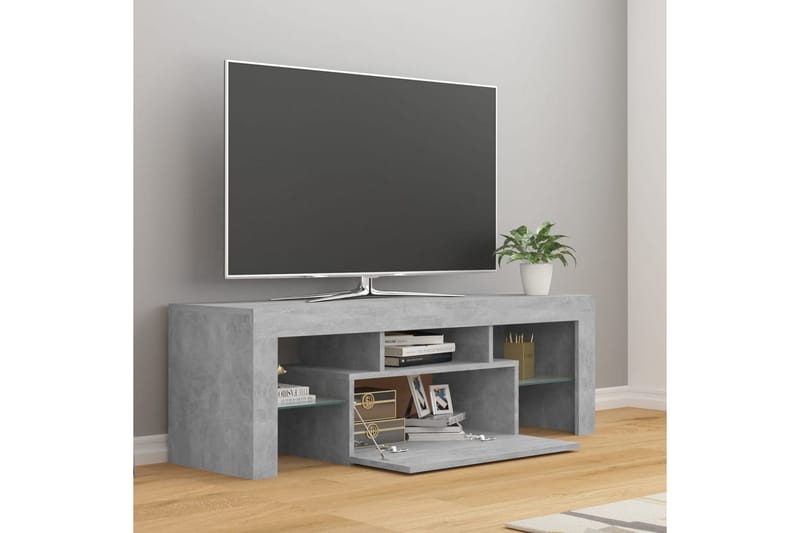 tv-skab med LED-lamper 120x35x40 cm betongrå - Grå - Møbler - TV borde & mediemøbler - TV-borde