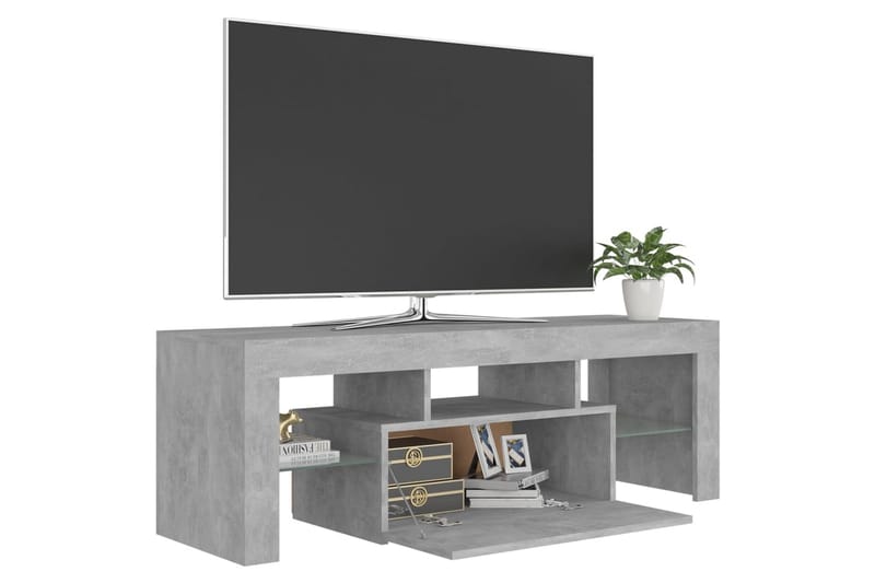 tv-skab med LED-lamper 120x35x40 cm betongrå - Grå - Møbler - TV borde & mediemøbler - TV-borde