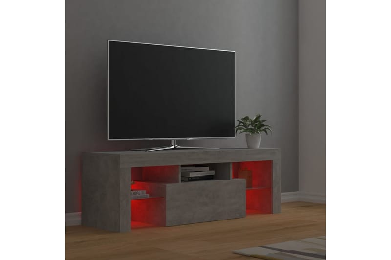 tv-skab med LED-lamper 120x35x40 cm betongrå - Grå - Møbler - TV borde & mediemøbler - TV-borde