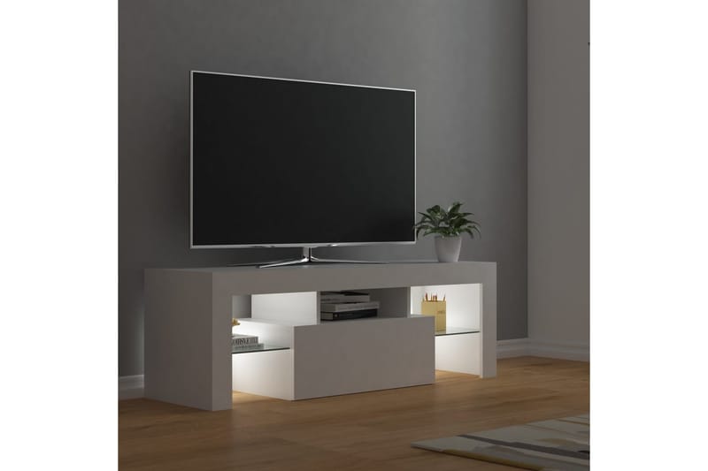 tv-skab med LED-lamper 120x35x40 cm hvid - Hvid - Møbler - TV borde & mediemøbler - TV-borde