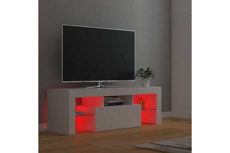 tv-skab med LED-lamper 120x35x40 cm hvid - Hvid - Møbler - TV borde & mediemøbler - TV-borde