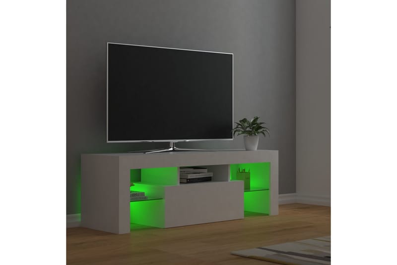 tv-skab med LED-lamper 120x35x40 cm hvid - Hvid - Møbler - TV borde & mediemøbler - TV-borde