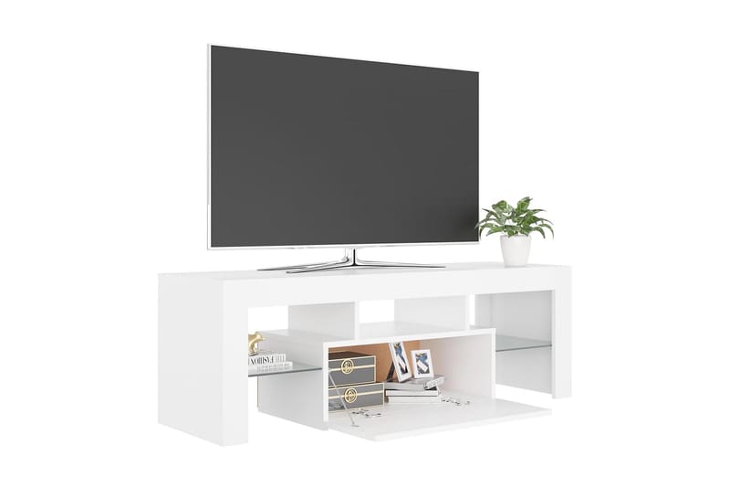 tv-skab med LED-lamper 120x35x40 cm hvid - Hvid - Møbler - TV borde & mediemøbler - TV-borde