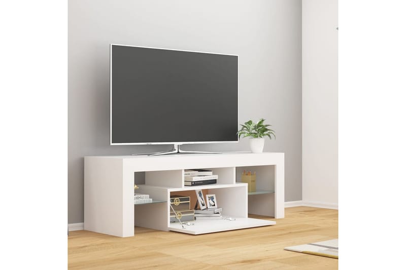 tv-skab med LED-lamper 120x35x40 cm hvid - Hvid - Møbler - TV borde & mediemøbler - TV-borde