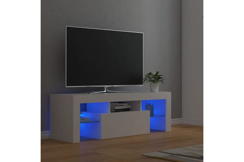 tv-skab med LED-lamper 120x35x40 cm hvid - Hvid - Møbler - TV borde & mediemøbler - TV-borde