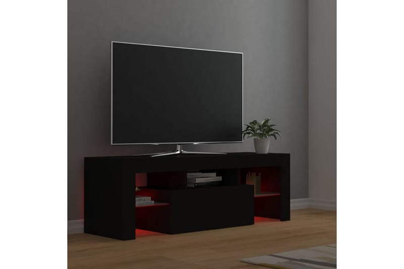 tv-skab med LED-lamper 120x35x40 cm sort - Sort - Møbler - TV borde & mediemøbler - TV-borde