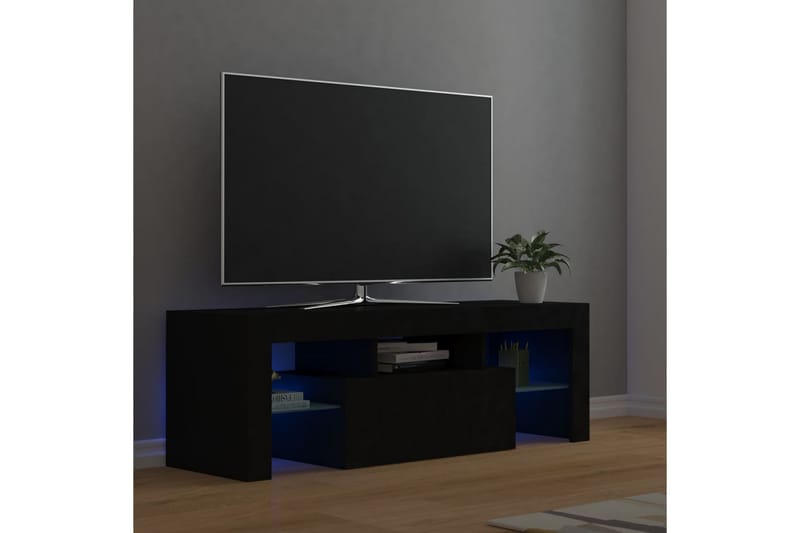 tv-skab med LED-lamper 120x35x40 cm sort - Sort - Møbler - TV borde & mediemøbler - TV-borde