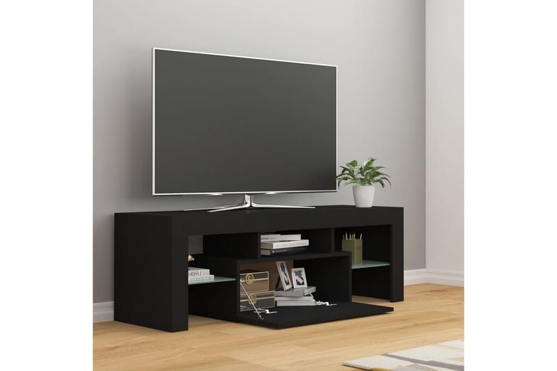 tv-skab med LED-lamper 120x35x40 cm sort - Sort - Møbler - TV borde & mediemøbler - TV-borde