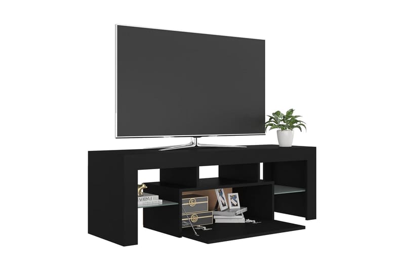 tv-skab med LED-lamper 120x35x40 cm sort - Sort - Møbler - TV borde & mediemøbler - TV-borde