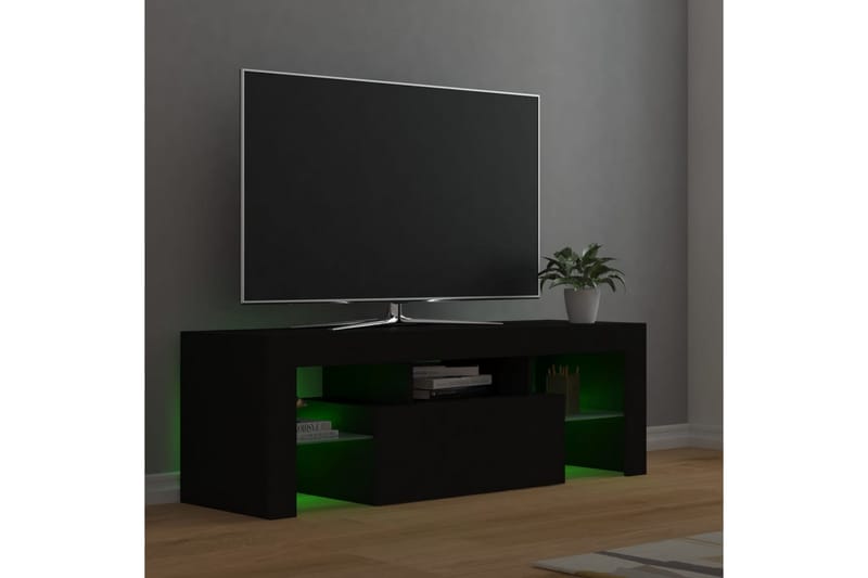 tv-skab med LED-lamper 120x35x40 cm sort - Sort - Møbler - TV borde & mediemøbler - TV-borde