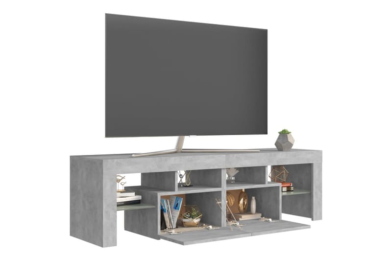 tv-skab med LED-lamper 140x35x40 cm betongrå - Grå - Møbler - TV borde & mediemøbler - TV-borde