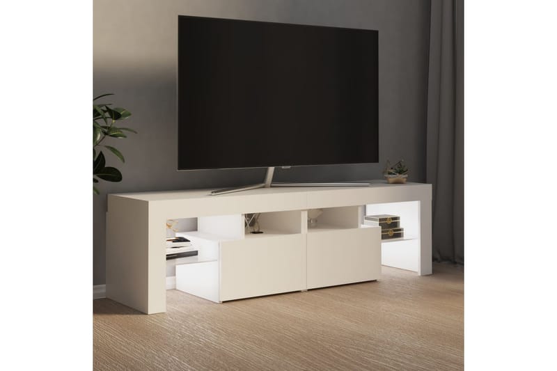 tv-skab med LED-lamper 140x35x40 cm hvid - Hvid - Møbler - TV borde & mediemøbler - TV-borde