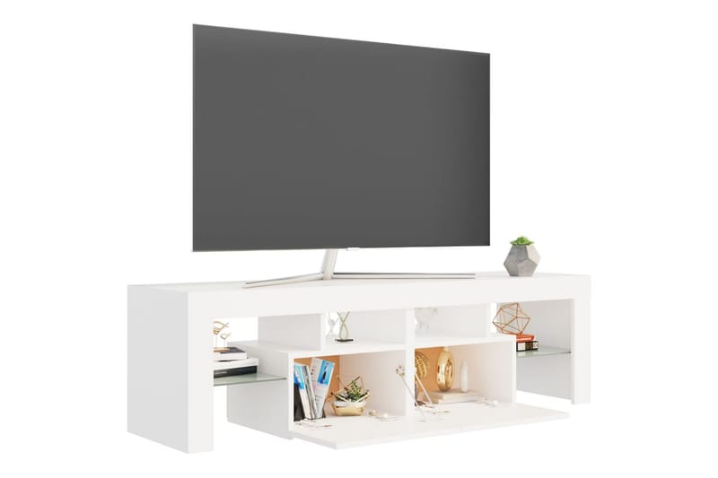 tv-skab med LED-lamper 140x35x40 cm hvid - Hvid - Møbler - TV borde & mediemøbler - TV-borde