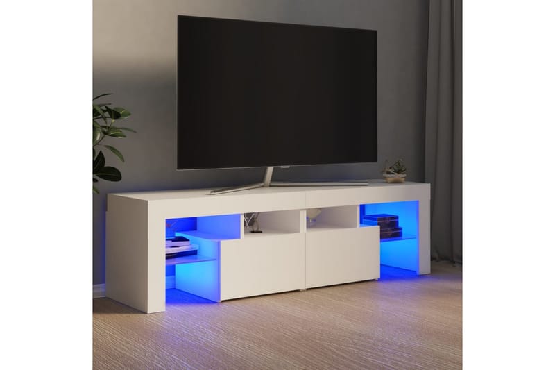 tv-skab med LED-lamper 140x35x40 cm hvid - Hvid - Møbler - TV borde & mediemøbler - TV-borde