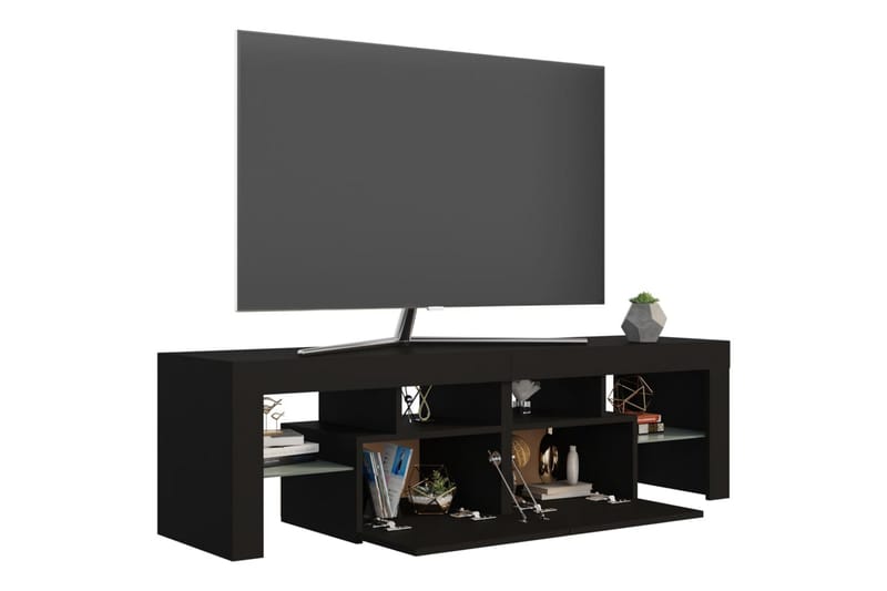 tv-skab med LED-lamper 140x35x40 cm sort - Sort - Møbler - TV borde & mediemøbler - TV-borde