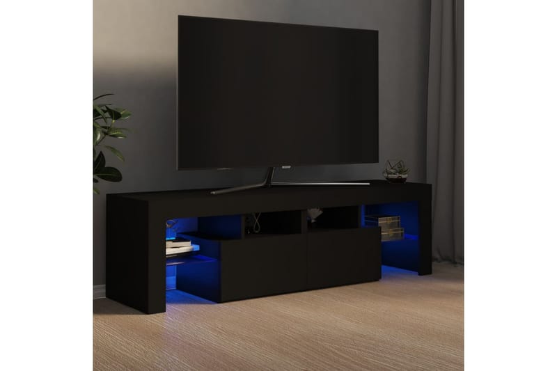 tv-skab med LED-lamper 140x35x40 cm sort - Sort - Møbler - TV borde & mediemøbler - TV-borde