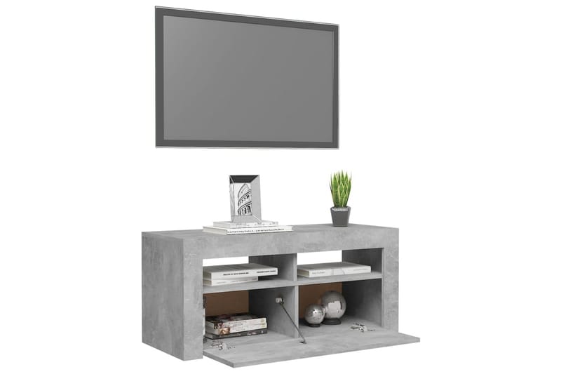 tv-skab med LED-lamper 90x35x40 cm betongrå - Grå - Møbler - TV borde & mediemøbler - TV-borde