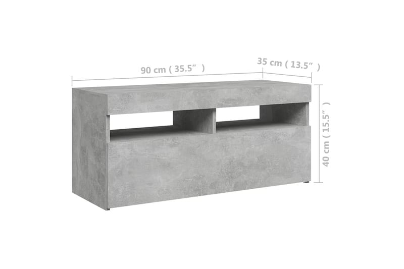 tv-skab med LED-lamper 90x35x40 cm betongrå - Grå - Møbler - TV borde & mediemøbler - TV-borde