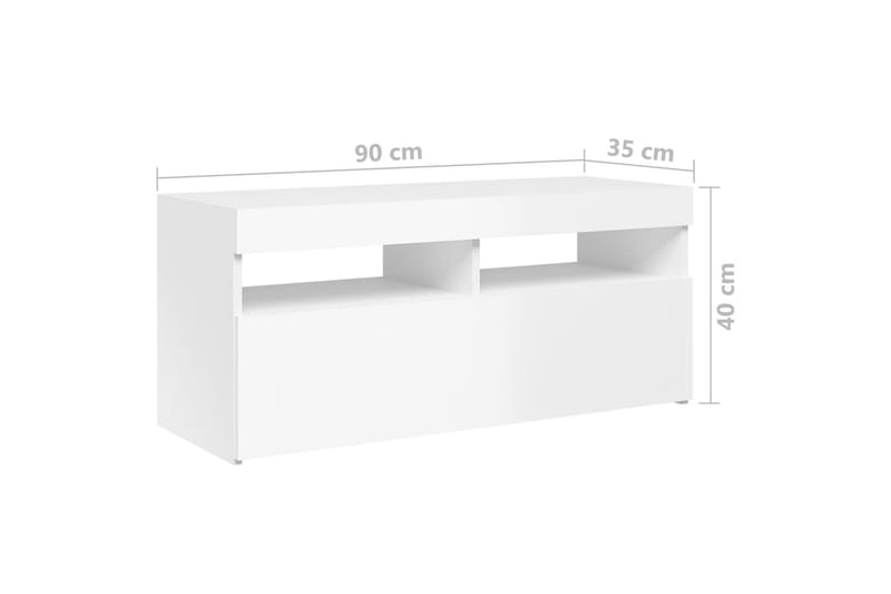 tv-skab med LED-lamper 90x35x40 cm hvid højglans - Hvid - Møbler - TV borde & mediemøbler - TV-borde