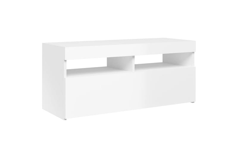 tv-skab med LED-lamper 90x35x40 cm hvid højglans - Hvid - Møbler - TV borde & mediemøbler - TV-borde