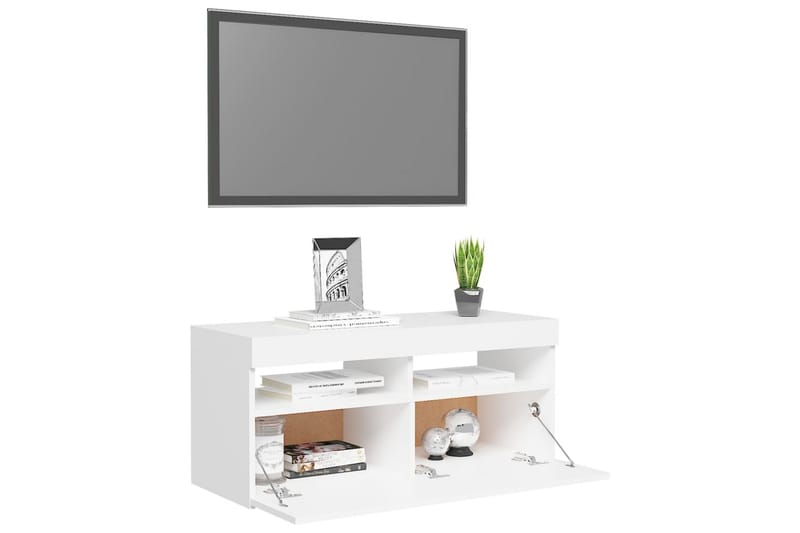 tv-skab med LED-lamper 90x35x40 cm hvid - Hvid - Møbler - TV borde & mediemøbler - TV-borde