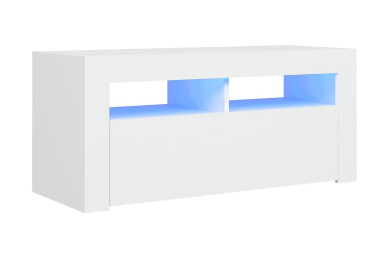 tv-skab med LED-lamper 90x35x40 cm hvid - Hvid - Møbler - TV borde & mediemøbler - TV-borde