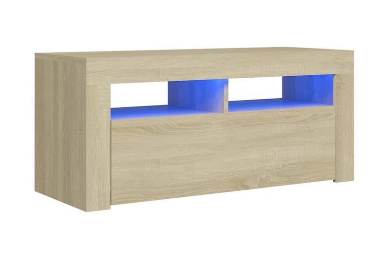 tv-skab med LED-lamper 90x35x40 cm sonoma-eg - Brun - Møbler - TV borde & mediemøbler - TV-borde