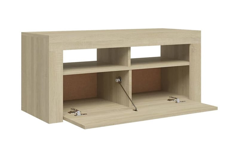 tv-skab med LED-lamper 90x35x40 cm sonoma-eg - Brun - Møbler - TV borde & mediemøbler - TV-borde