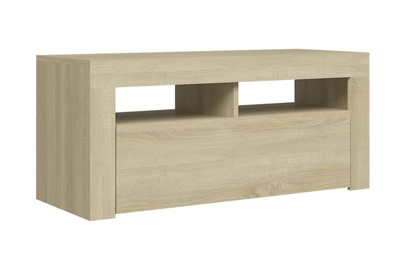 tv-skab med LED-lamper 90x35x40 cm sonoma-eg - Brun - Møbler - TV borde & mediemøbler - TV-borde