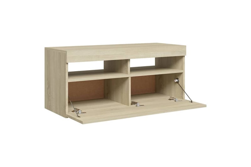 tv-skab med LED-lamper 90x35x40 cm sonoma-eg - Brun - Møbler - TV borde & mediemøbler - TV-borde