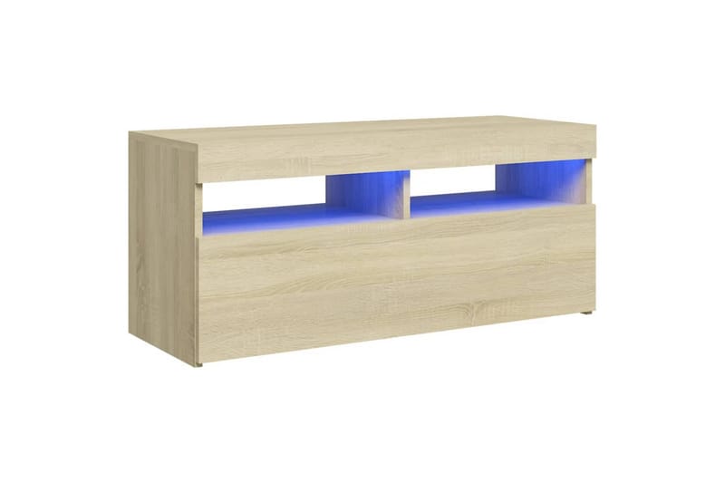 tv-skab med LED-lamper 90x35x40 cm sonoma-eg - Brun - Møbler - TV borde & mediemøbler - TV-borde