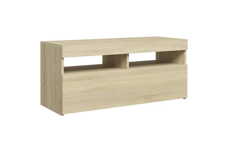 tv-skab med LED-lamper 90x35x40 cm sonoma-eg - Brun - Møbler - TV borde & mediemøbler - TV-borde