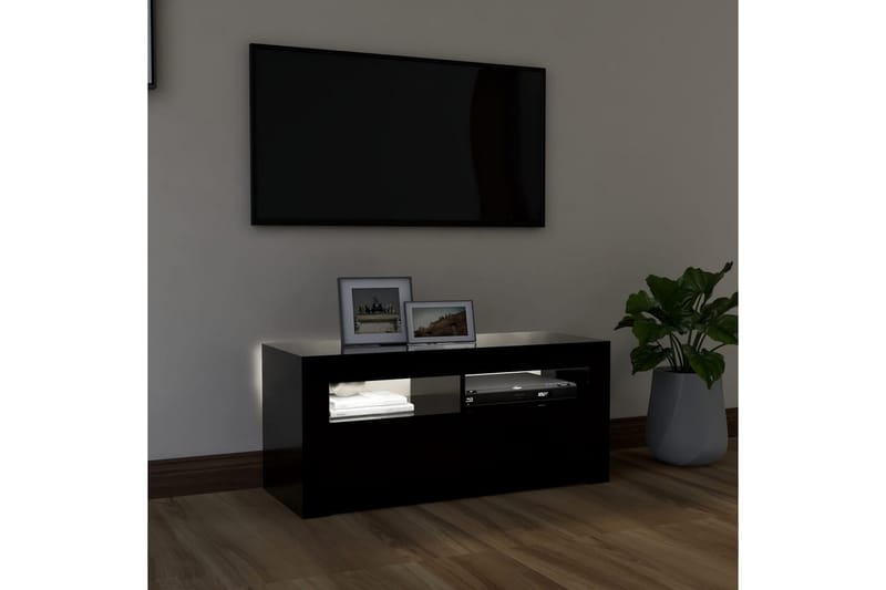 tv-skab med LED-lamper 90x35x40 cm sort - Sort - Møbler - TV borde & mediemøbler - TV-borde