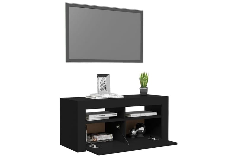 tv-skab med LED-lamper 90x35x40 cm sort - Sort - Møbler - TV borde & mediemøbler - TV-borde