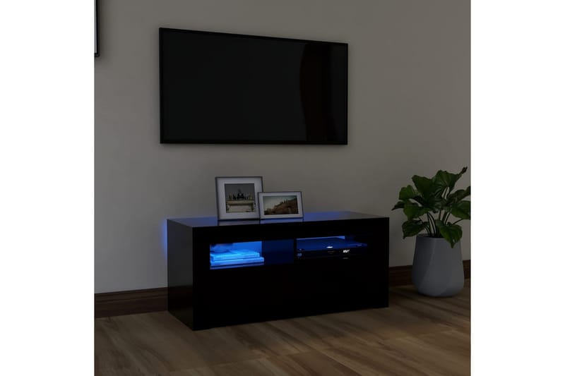 tv-skab med LED-lamper 90x35x40 cm sort - Sort - Møbler - TV borde & mediemøbler - TV-borde