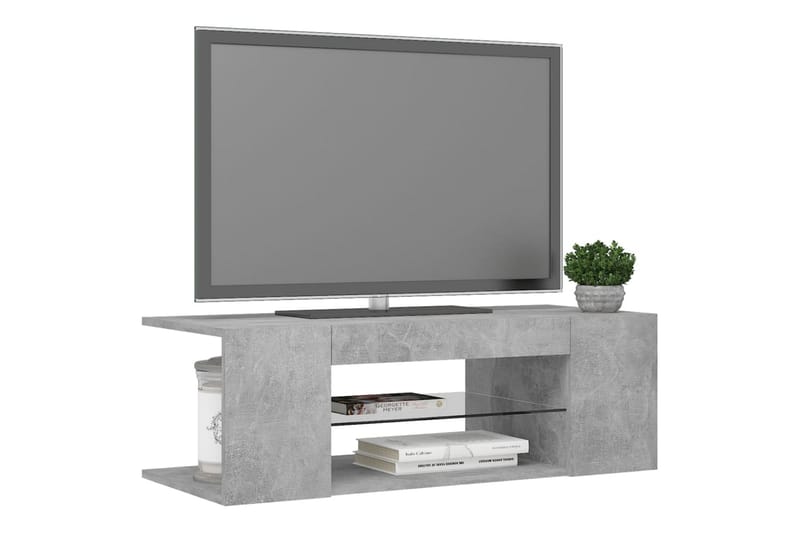 tv-skab med LED-lamper 90x39x30 cm betongrå - Grå - Møbler - TV borde & mediemøbler - TV-borde