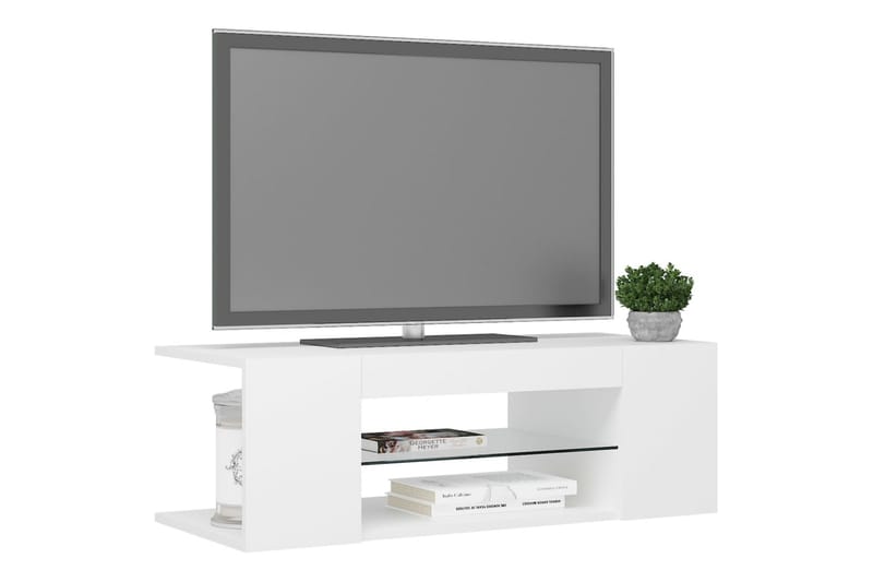 tv-skab med LED-lamper 90x39x30 cm hvid - Hvid - Møbler - TV borde & mediemøbler - TV-borde