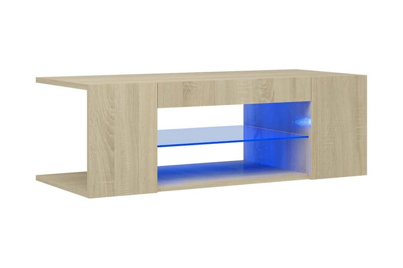 tv-skab med LED-lamper 90x39x30 cm sonoma-eg - Brun - Møbler - TV borde & mediemøbler - TV-borde