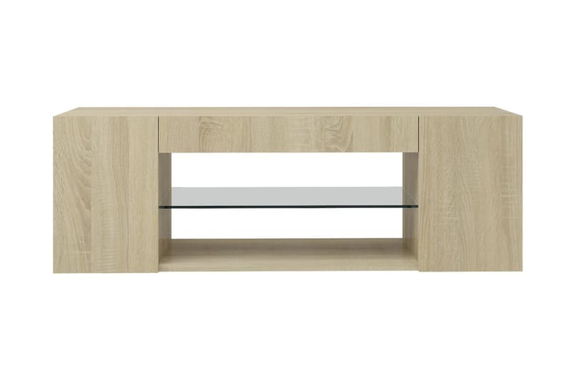 tv-skab med LED-lamper 90x39x30 cm sonoma-eg - Brun - Møbler - TV borde & mediemøbler - TV-borde