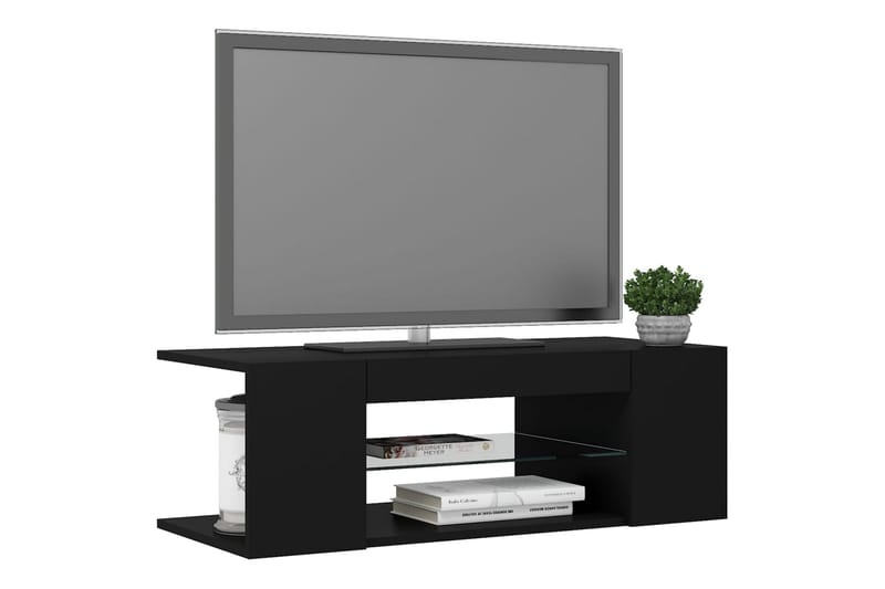 tv-skab med LED-lamper 90x39x30 cm sort - Sort - Møbler - TV borde & mediemøbler - TV-borde