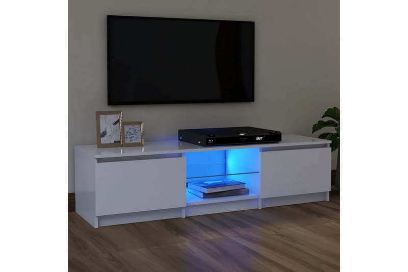 tv-skab med LED-lys 120x30x35,5 cm hvid - Hvid - Møbler - TV borde & mediemøbler - TV-borde