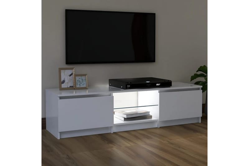 tv-skab med LED-lys 120x30x35,5 cm hvid - Hvid - Møbler - TV borde & mediemøbler - TV-borde