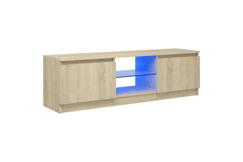 tv-skab med LED-lys 120x30x35,5 cm sonoma-eg - Brun - Møbler - TV borde & mediemøbler - TV-borde