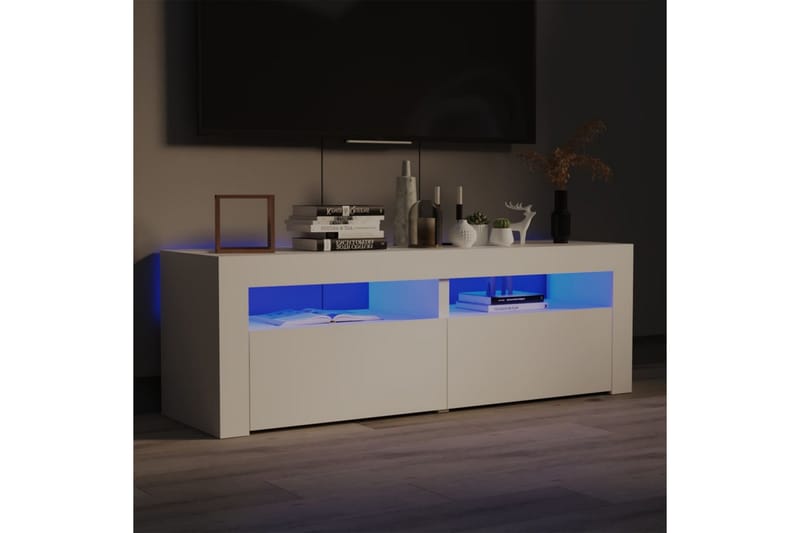 tv-skab med LED-lys 120x35x40 cm hvid - Hvid - Møbler - TV borde & mediemøbler - TV-borde